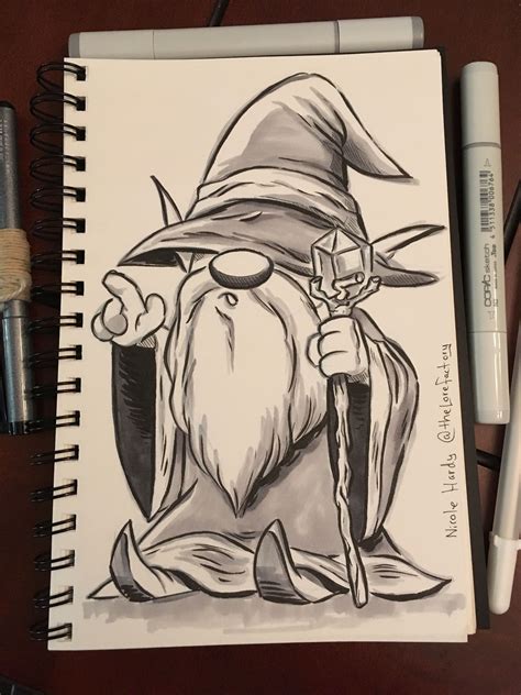 Gnome Wizard Graffiti Drawing Art Drawings Simple Dark Art Drawings