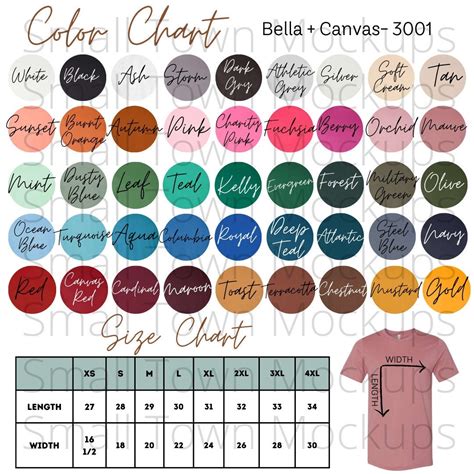 Bella Canvas 3001 Color Chart Etsy