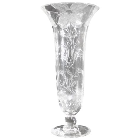 Important Large Art Nouveau Moser Clear To Amethyst Hand Cut Iris Vase
