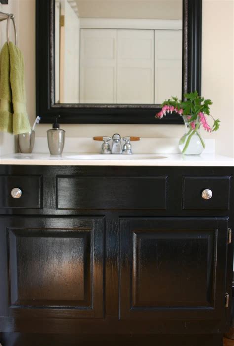 We spent under $100 on this project, including new hardware, and the space. bathroom-country-style-black-oak-finishing-bathroom-vanity ...