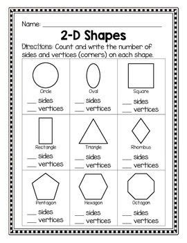 2D Shapes - Sides and Vertices - Printable and EASEL Activity