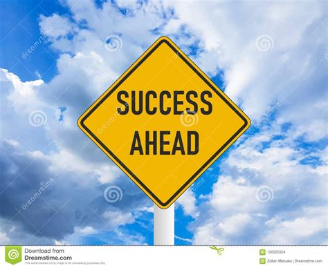 Business Concept Success Ahead Road Sign On Blue Cloudy Sky Stock