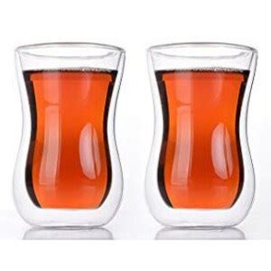 Double Walled Hourglass Tea Coffee Glass Cups Turkish Tea Tulip Coffee