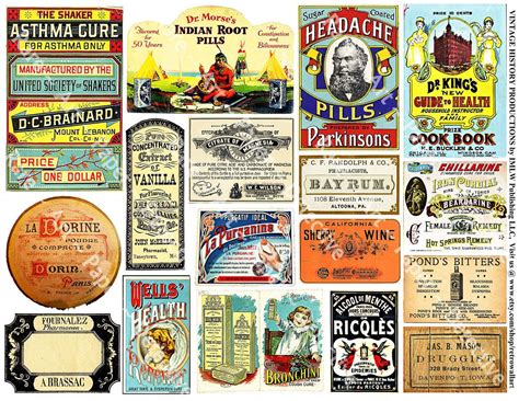 Pharmacy Labels Digital Sheet Antique Apothecary Bottle Collage Art