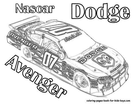 Free coloring pages for kids to print and color cars crash. nascar coloring pages | ... Coloring Pages of NASCAR Dodge ...