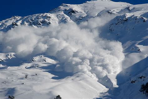 Dry Snow Avalanche With A Powder Cloudcaucasus Stock Photo Download
