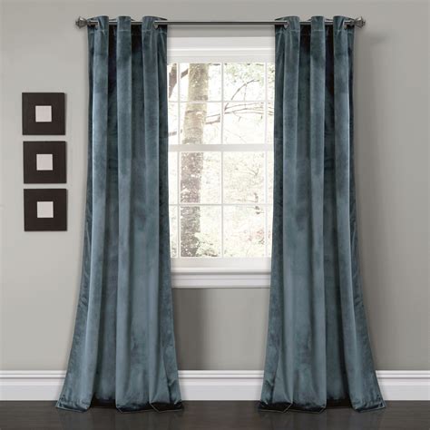 Prima Velvet Solid Room Darkening Window Curtain Panel Set Blue