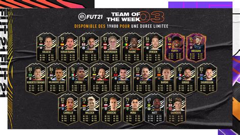 Create your own fifa 21 ultimate team squad with our squad builder and find player stats using our player database. La TOTW 3 sur FIFA 21 - FUT Trading Helper