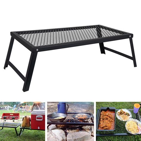 Cheersus Folding Campfire Grill Heavy Duty Steel Grate With Legs