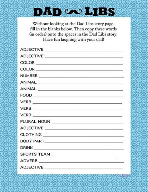 Pin By April Dikty Ordoyne On Mad Libs Fathers Day Words Father