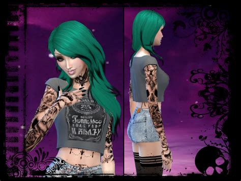 The Sims Resource Skull And Roses Tattoo Sleeve