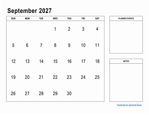 September 2027 Monthly Planner