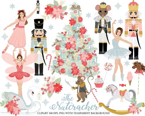 Nutcracker Ballet Clipart Set Ballerinas Sugarplum Fairy Christmas