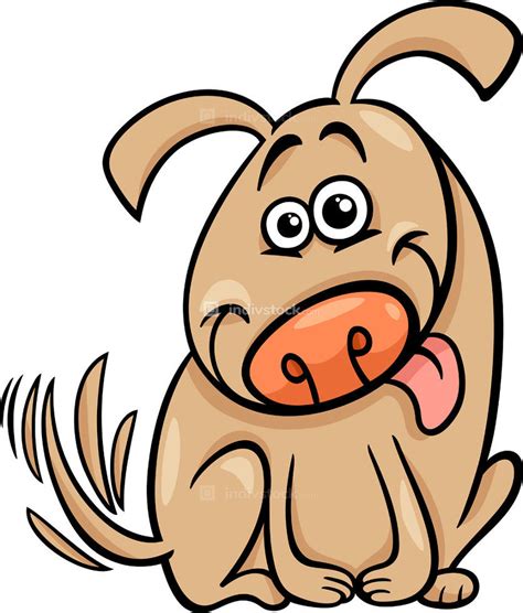 Cartoon Illustration Of Cute Dog Wagging His Tail Indivstock