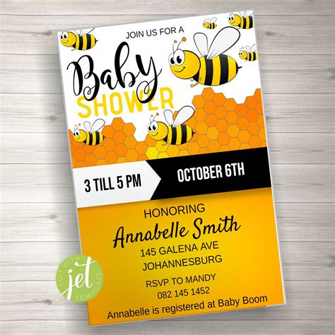 Editable Bee Baby Shower Invitation Printable Baby Shower Etsy In