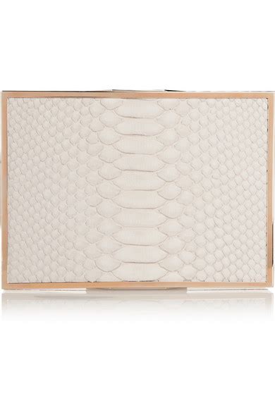 Lee Savage Space Large Python And Rose Gold Tone Box Clutch Net A