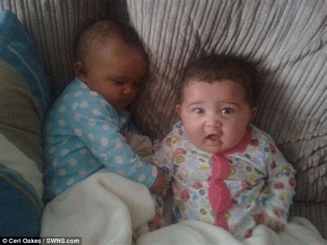 First Identical Twins With Different Skin Colour Born In The Uk Daily Mail Online