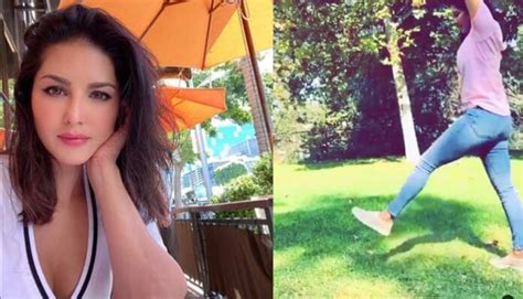 Sunny Leone Doing Cartwheel In Park Viral Video Social Media Actress