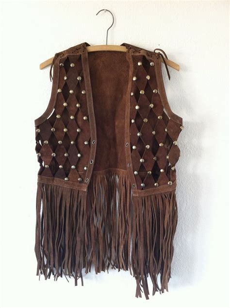 Vintage 60s Leather Fringe Vest 1960s Clothing Woodstock Etsy 1960s Outfits Fur Coat