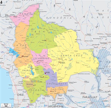 Political Map Of Bolivia Ezilon Maps