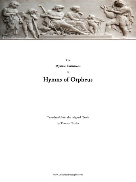 Hymns Of Orpheus Tr Thomas Taylor Orpheus Soul