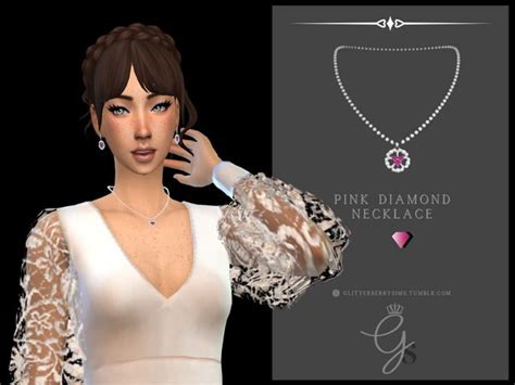 Pink Diamond Necklace Glitterberry Sims Sims Sims 4 Sims Cc