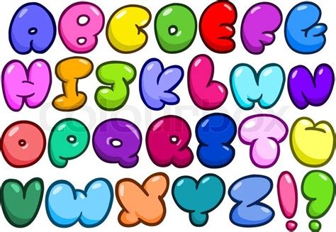 Comic Bubble Shaped Alphabet Set Vector Colourbox Lettrage