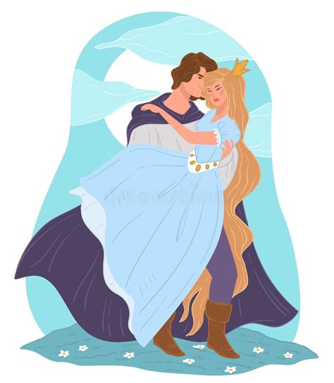 un príncipe que abraza el cuento de hadas de la pareja románticos de la infanta ilustración del