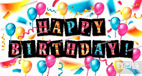 Happy Birthday Celebration Typography Design For Greeting Card Stock