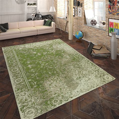 Colored vintage teppiche sind türkische teppiche, die farbneutralisiert werden bevor sie wieder in einer neuen und spannenden farbe übergefärbt werden. Teppich Flachgewebe Vintage Optik Grün | TeppichCenter24