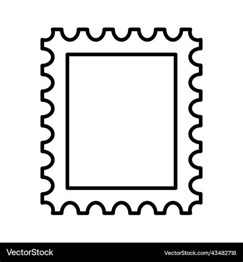 Postage Stamp Frame Icon Empty Border Template Vector Image
