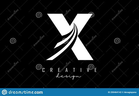 white letter x logo with leading lines and road concept design letter x with geometric design