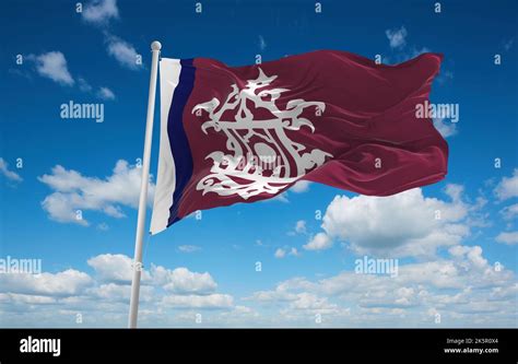 Flag Of Late 19th Century Sulu Asia At Cloudy Sky Background Flag
