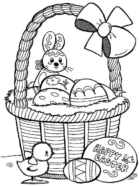 happy easter  rabbit  baby chick coloring page netart