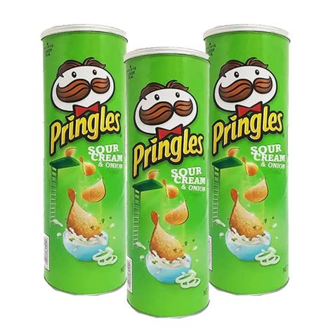 Pringles Sour Cream And Onion Potato Crisps 3 Pack 158g Per Pack