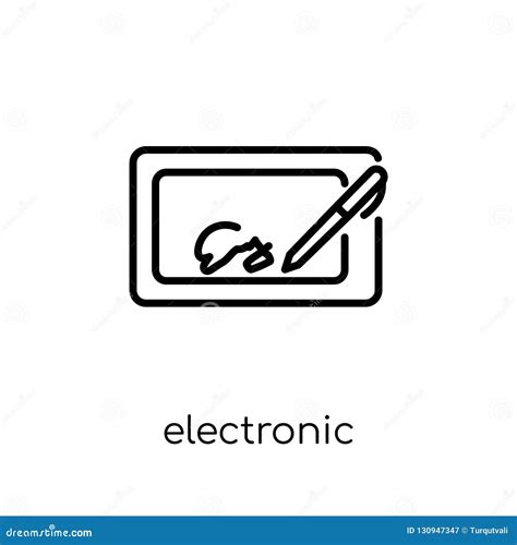 Electronic Signature Icon Trendy Modern Flat Linear Vector Electronic