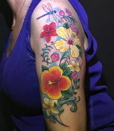 Colorful Hawaiian Flower Tattoos Joshuaflinn Tropical Flower Tattoos