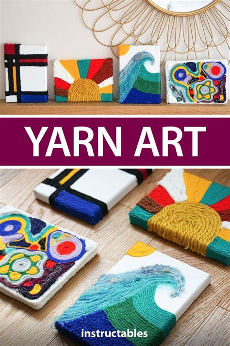 Diy Yarn Art Easy Tactile Canvas Paintings Yarn Art Projects