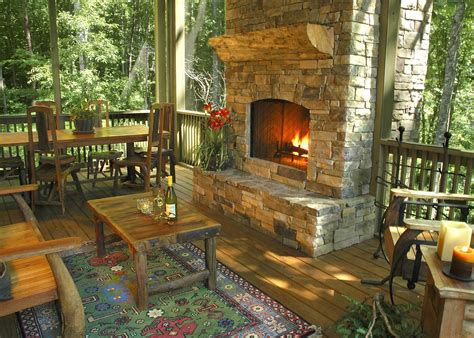 Luxury Vacation And Cabin Rentals Franklin North Carolina Outdoor Fireplace Designs Porch