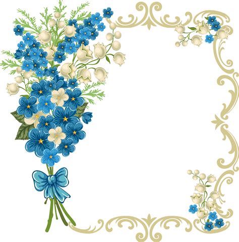 Royal Blue And Gold Flowers Png Ideal Hand Painted Cliparts Graphic
