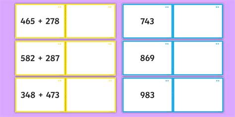 Adding 2 Three Digit Numbers Matching Cards Twinkl