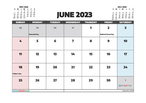 2023 Printable Monthly Calendar With Holidays Calendar Of National Days