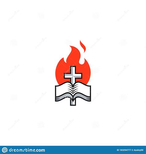 Cross Bible And Fire Icon Church Logo The Open Bible And The Cross