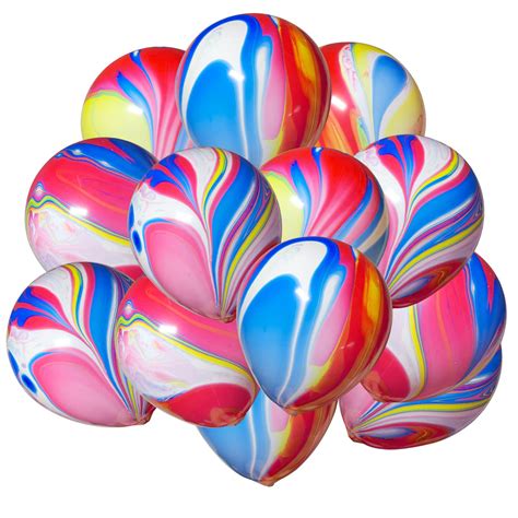 Rainbow Tie Dye Balloons Rainbow Marble Agate Latex Balloons 50 Pcs 12