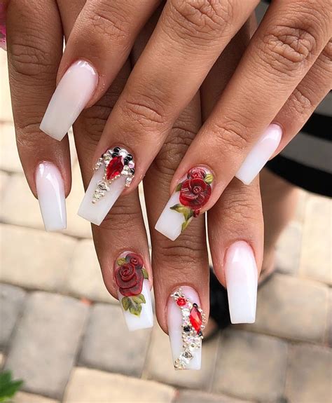 Pin by Anna on n a i l s | Quinceanera nails, Mexican nails, Prom nails red