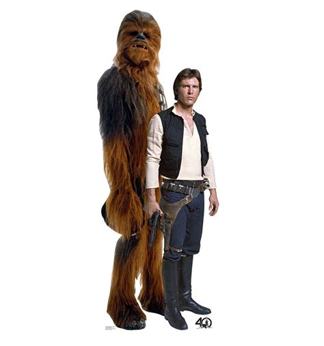 Life Size Han Solo And Chewbacca Star Wars 40th Cardboard Standup