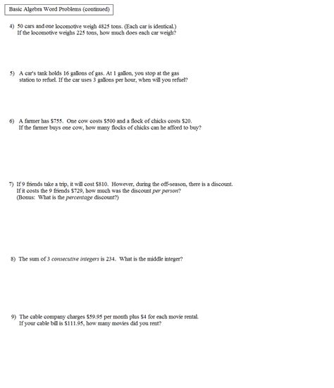 Math Plane - Algebra Word Problems