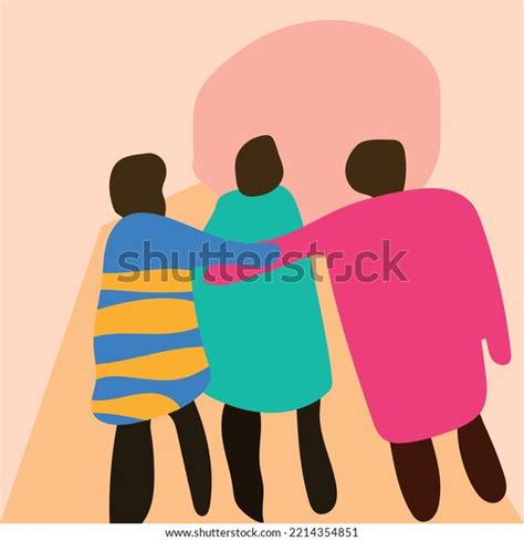 Three People Walking Together One Hand Stock Vector Royalty Free