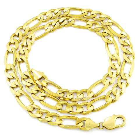 14k Yellow Gold Pure Solid 12mm Italian Figaro Chain Link Mens Necklace 24 30 Ebay