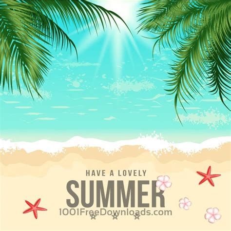 Free Vectors Summer Beach Vector Illustration Backgrounds Summer